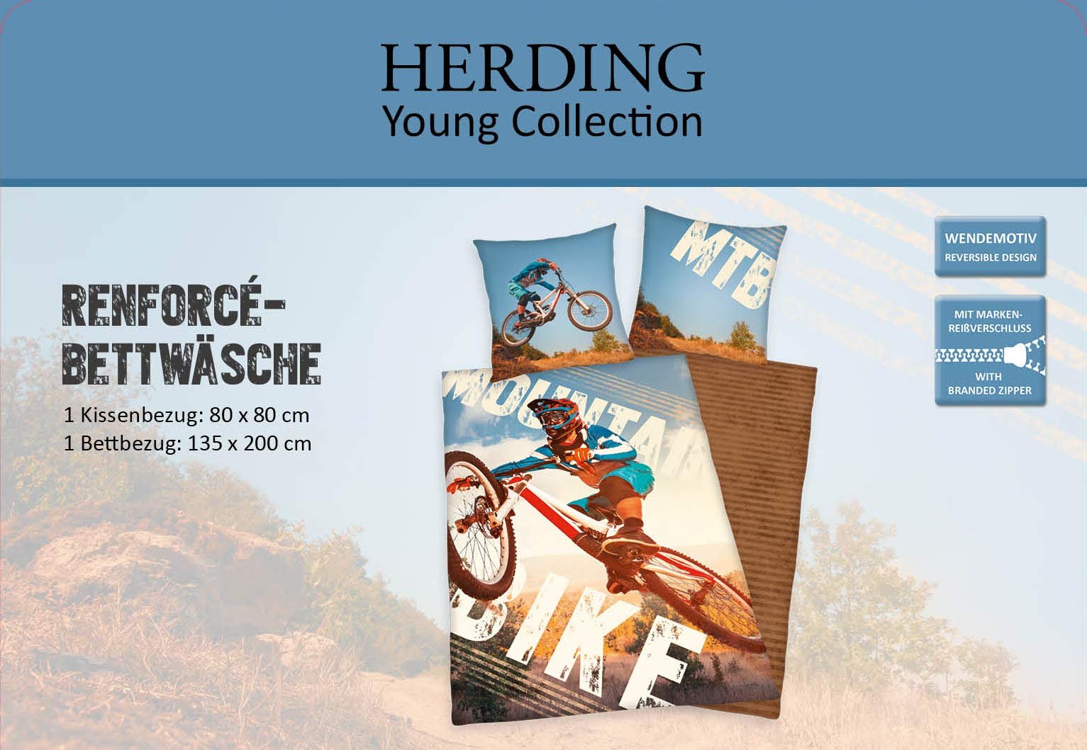 Комплект постельного белья Herding Young Collection Mountain Bike двусторонний с рисунком, фото №4