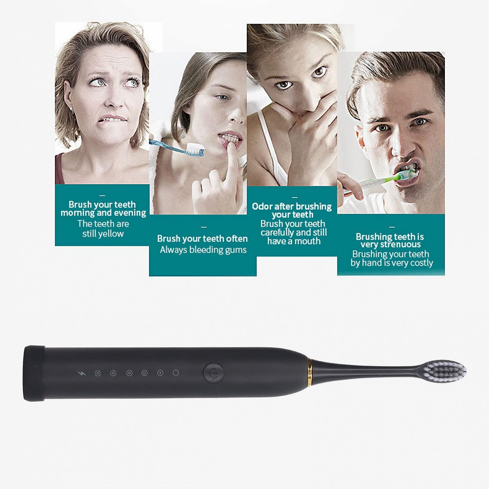 Електрична зубна щітка Fafeicy 6 режимів IPX7 Black, фото №7