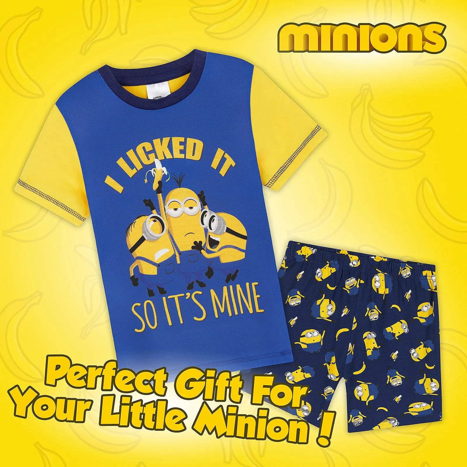 Летняя пижама для мальчиков MINIONS, комплект с футболкой и шорт для сна, фото №3