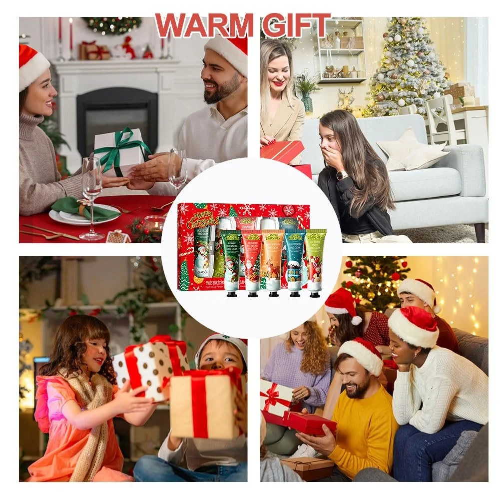 Набор кремов для рук Рождественский набор мини-кремов для рук, 5 штук Крем для ухода за руками для очень сухой потрескавшейся кожи Подарок на день рождения для женщин/подарок для мамы, фото №5