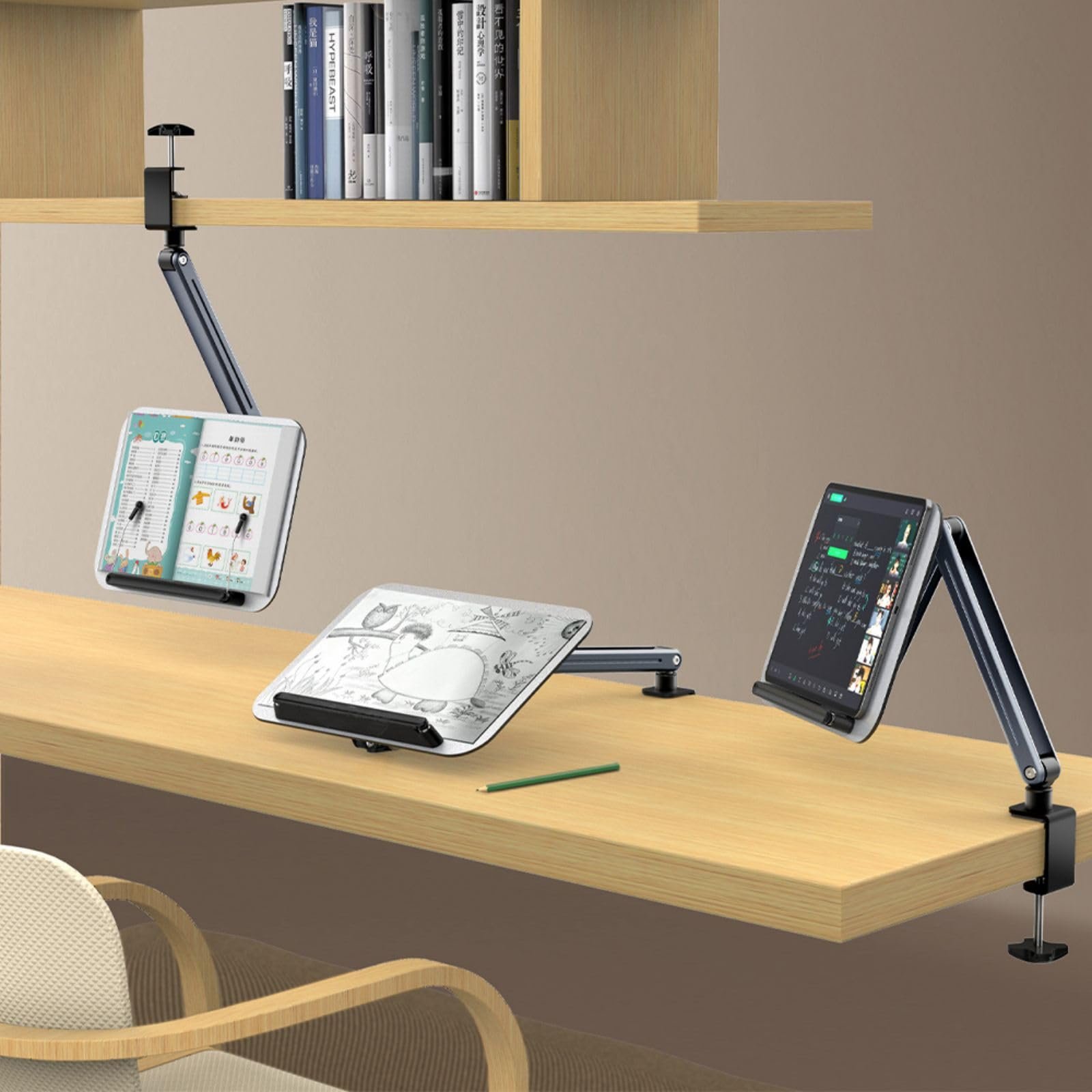 Кріплення для ноутбука з поворотною консоллю, регульоване, ергономічне, для читання, з кліпсою для планшетів і ноутбуків, з надійним затискачем, фото №2