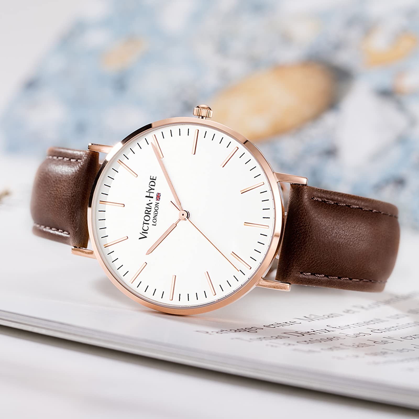 Чоловічий годинник VICTORIA HYDE Аналоговий Кварцовий Мінімалістичний Шкіряний ремінець Срібний Чорний, фото №5