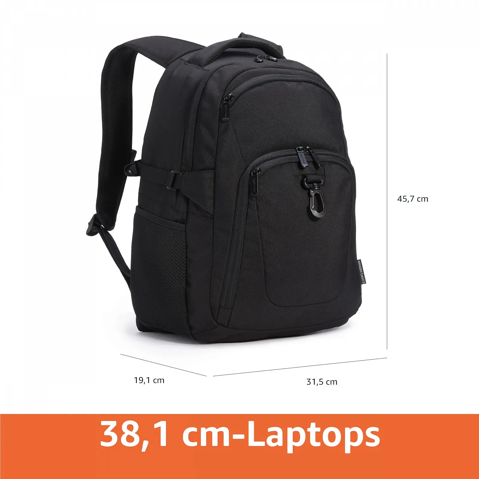 Рюкзак для ноутбука Amazon Basics 15.6 дюймів дорожній Чорний, фото №4 Рюкзак для ноутбука Amazon Basics 15.6 дюймів дорожній Чорний, фото №4