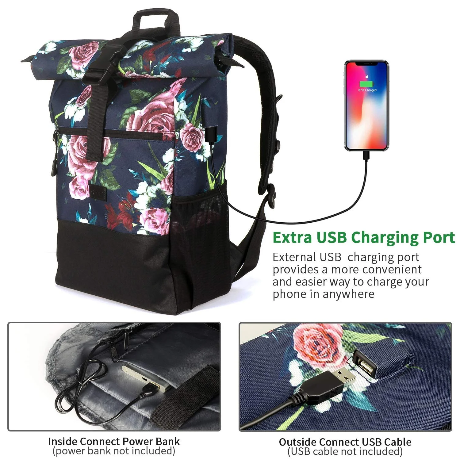 Рюкзак Rolltop Unisex Daypack 12 - 17 дюймів / 30.5 - 43 см Waterproof Anti-Theft, фото №3 Рюкзак Rolltop Unisex Daypack 12 - 17 дюймів / 30.5 - 43 см Waterproof Anti-Theft, фото №3