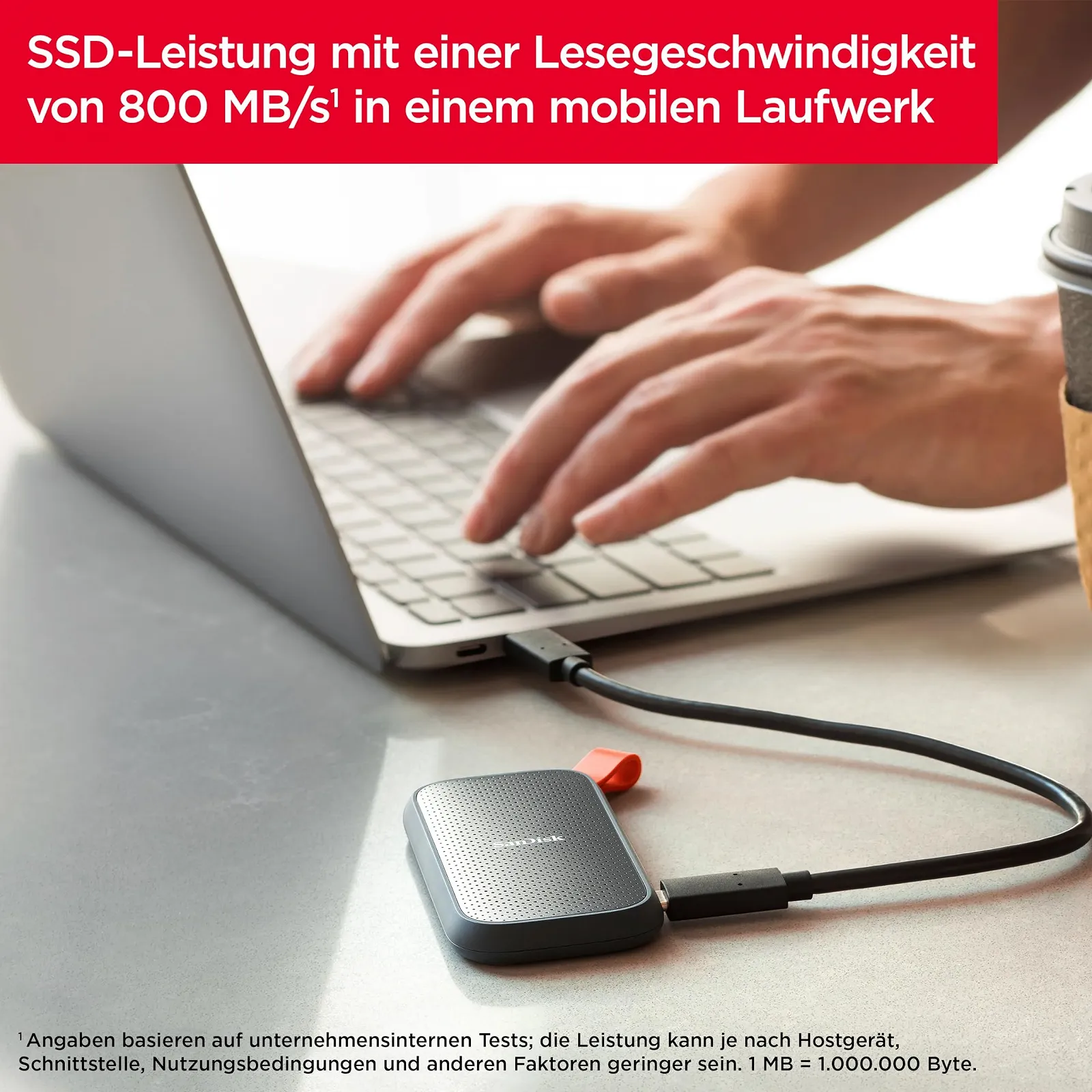 Внешний SSD накопитель SanDisk Portable SSD 2TB 2.5 дюйма 800 MB/s Черный, фото №4