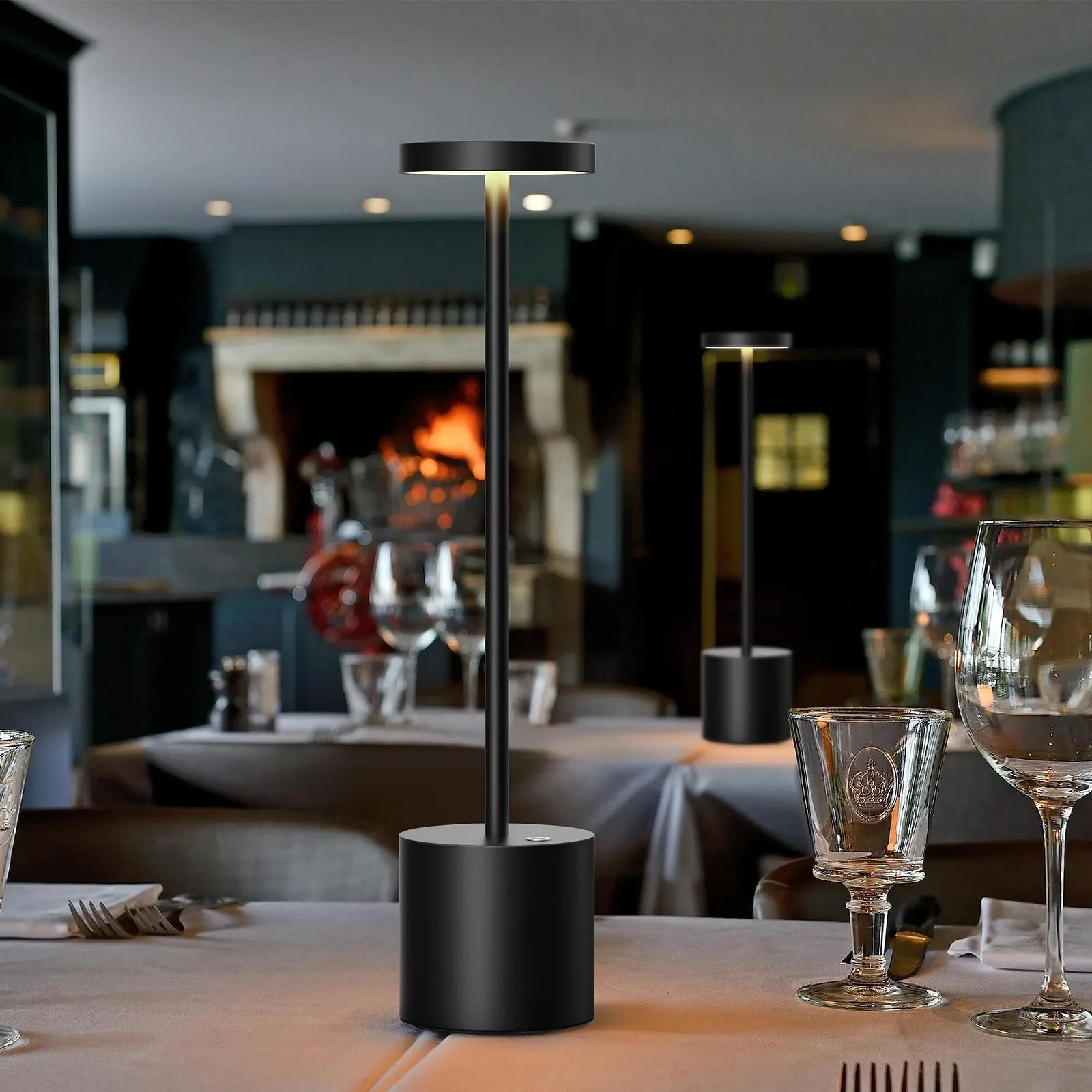 Настільна лампа Акумуляторна 5000 мАг Металева Алюмінієва Диммована LED USB Чорна (2 шт.), фото №5