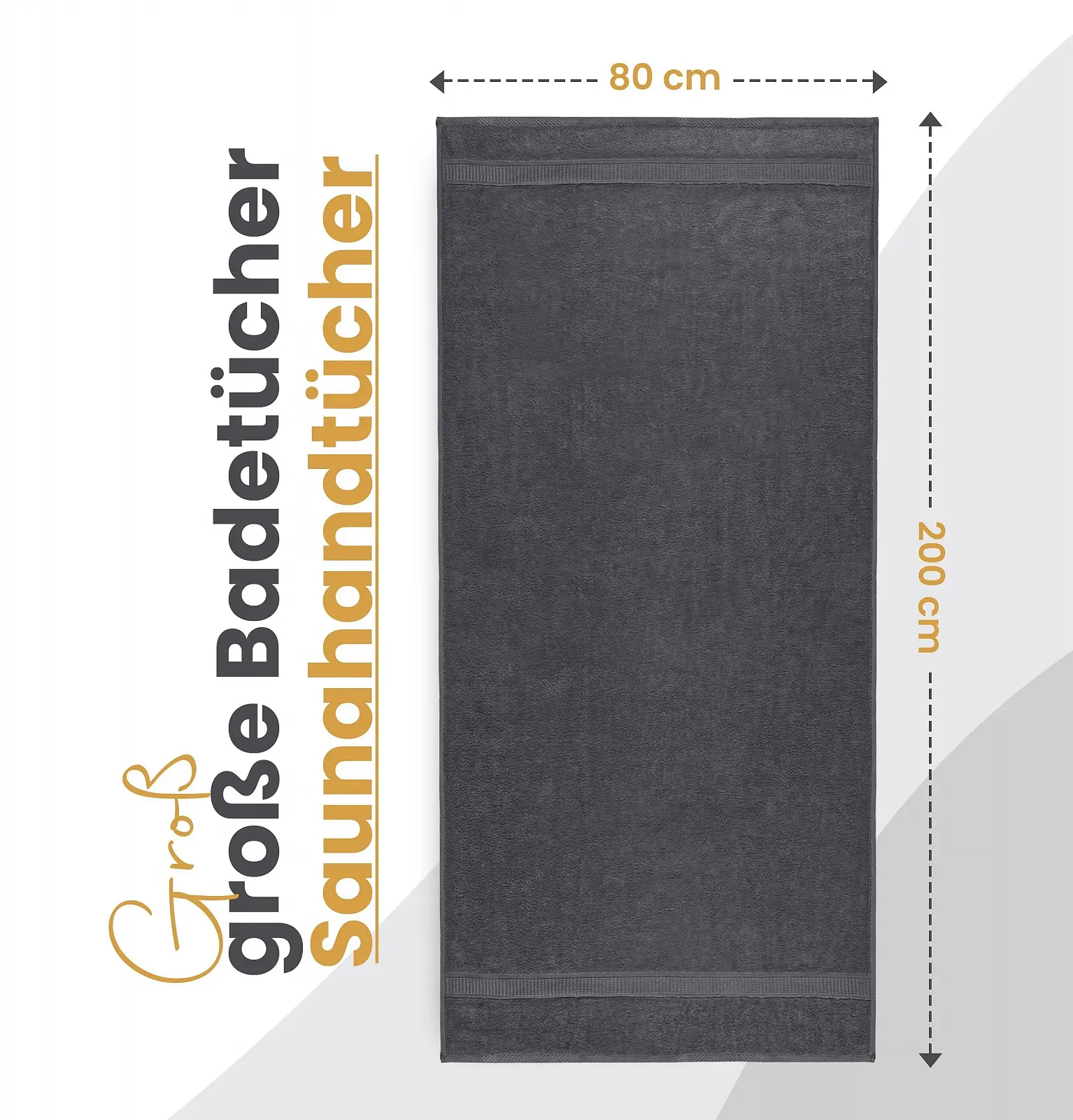 Набір рушників  Utopia Towels 80 x 200 см 100% бавовна з петлею 2 шт. XXL Сірий, фото №2