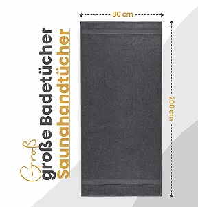 Набір рушників  Utopia Towels 80 x 200 см 100% бавовна з петлею 2 шт. XXL Сірий synthetic.ua - Фото 1