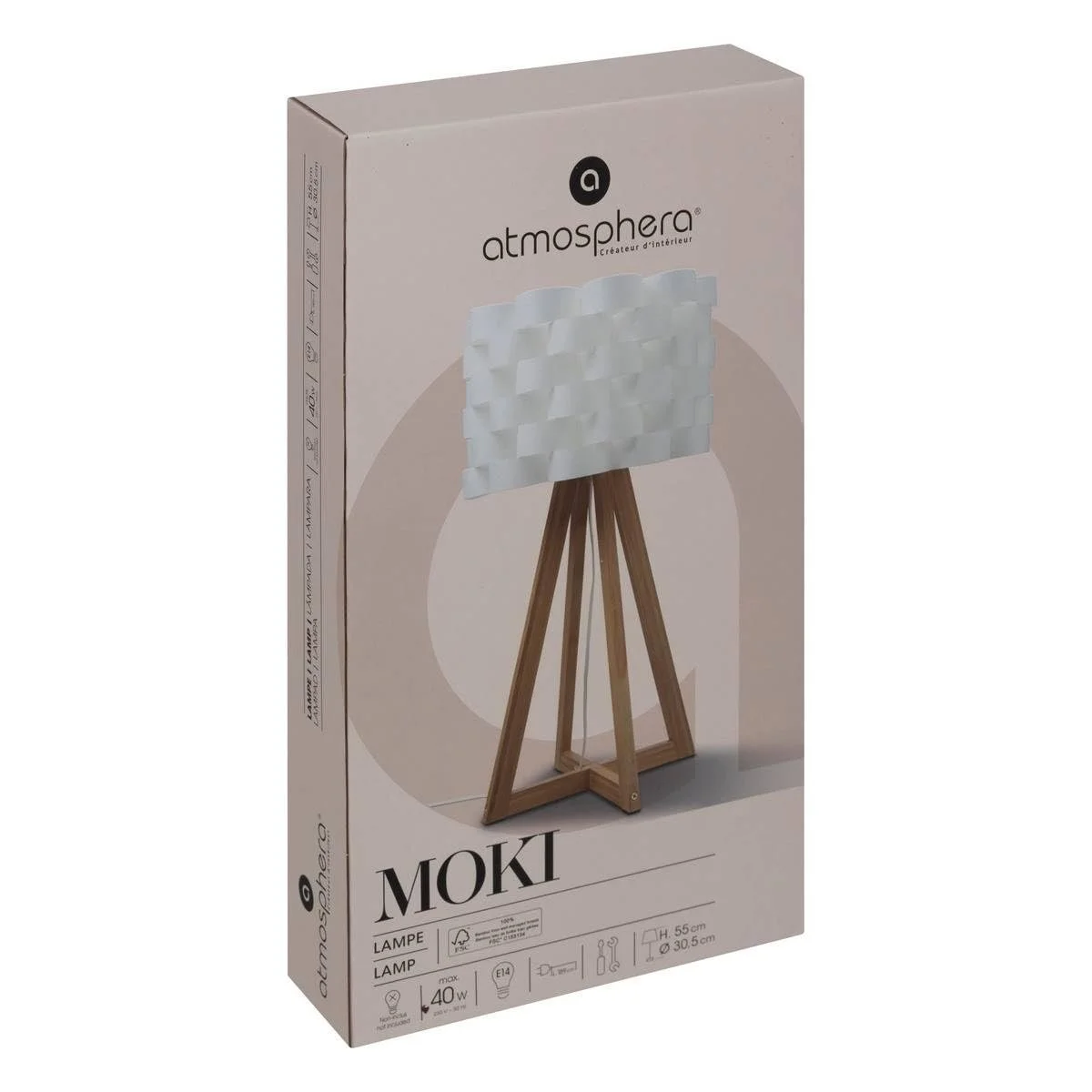 Настільна лампа Sleek Bamboo stand and fibreglass look woven lampshade Бамбукова підставка та плетений абажур під скловолокно, фото №3