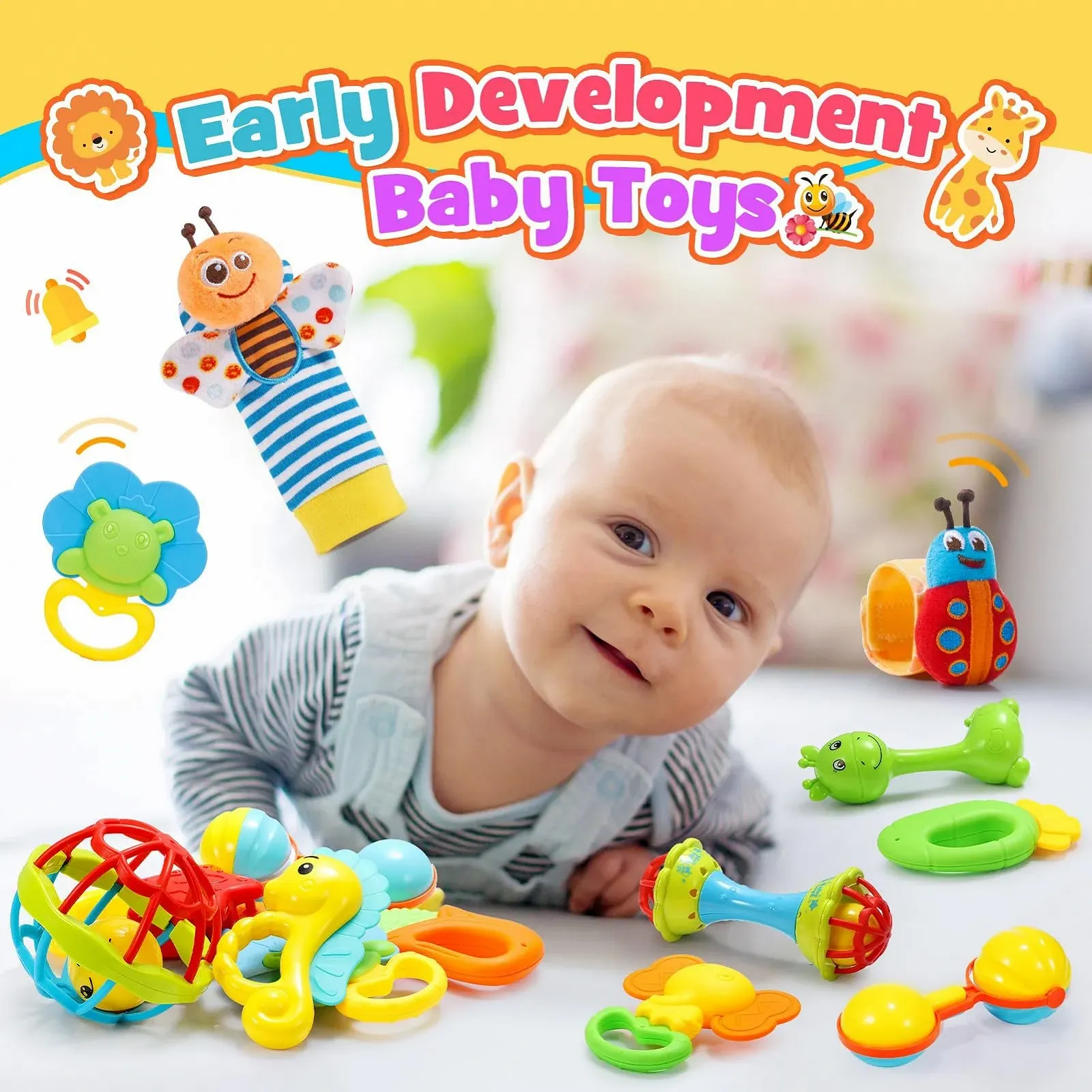 Набор погремушек-прорезывателей 14 шт, фото №4 Набор погремушек-прорезывателей 14 шт, фото №4