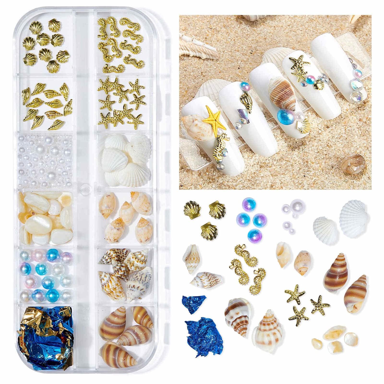 3D Украшения для ногтей Морская Серия (4 коробки) Ракушки, Морские звезды, Камни, фото №2