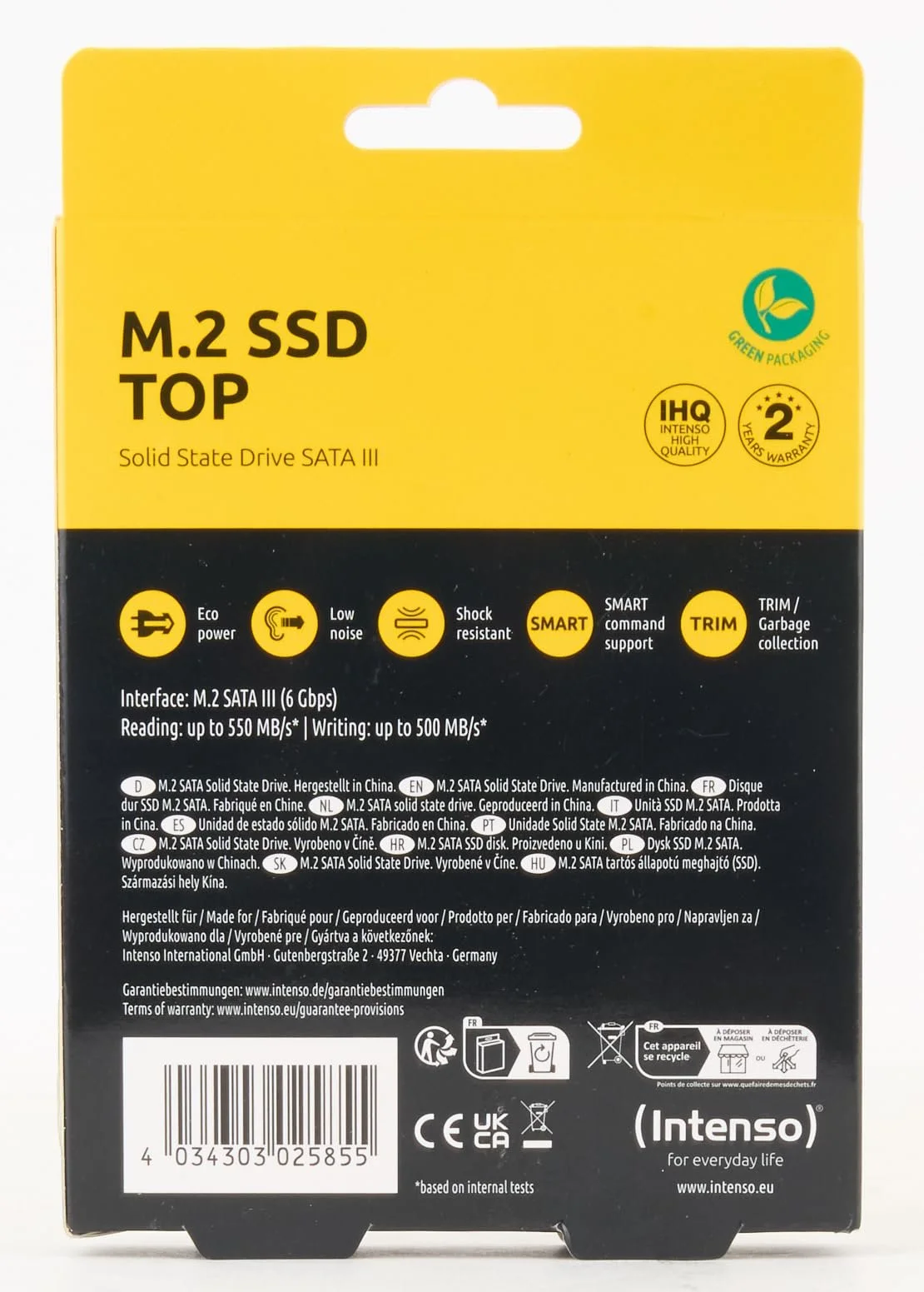 Внутренний SSD Intenso Top M.2 SATA III 128 ГБ 520 МБ/с, фото №4