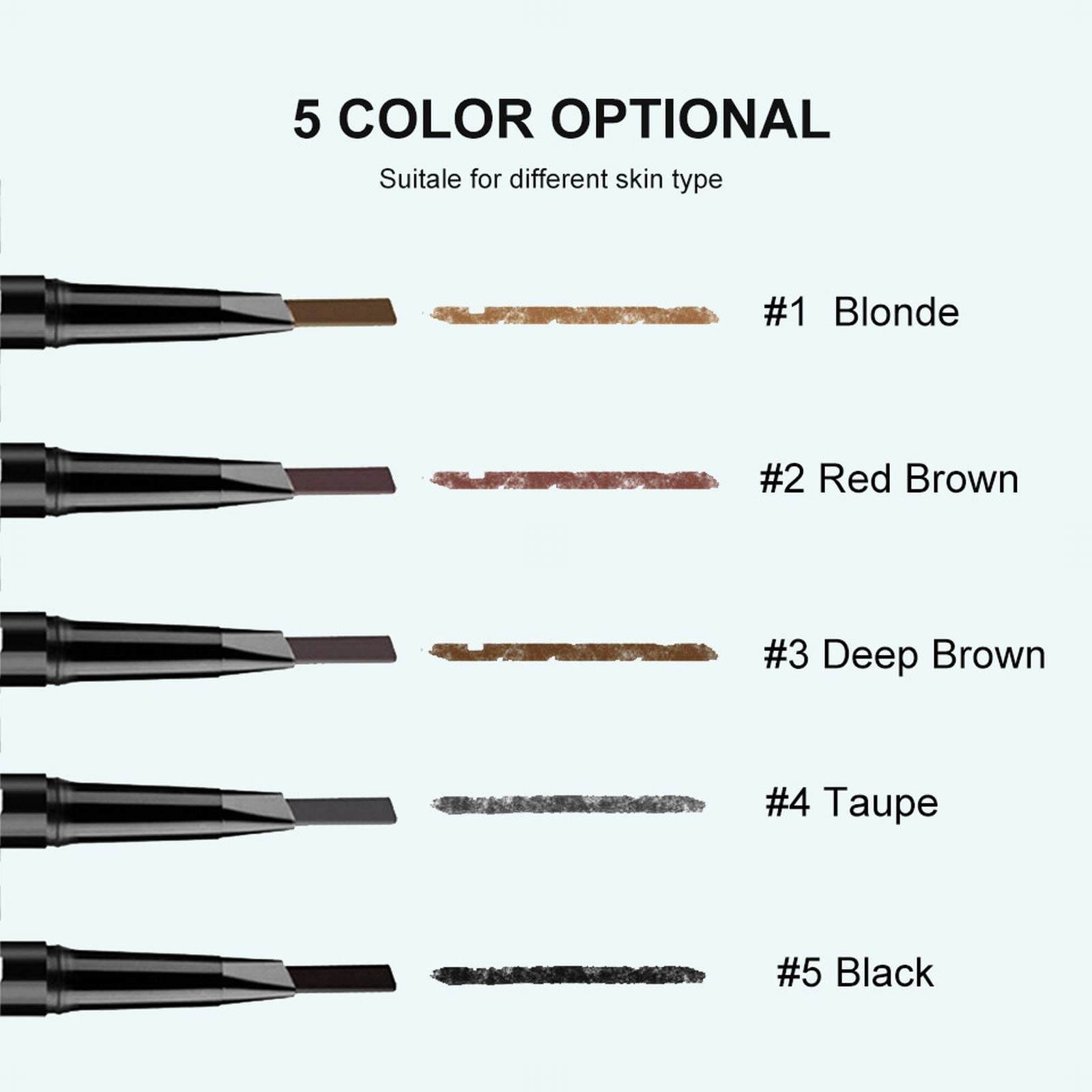 Двухсторонний автоматический карандаш для бровей, устойчив к поту, незатягивающий, краска, пудра для макияжа, одна линия для бровей с щеткой, 3 г (C, Один размер), фото №3