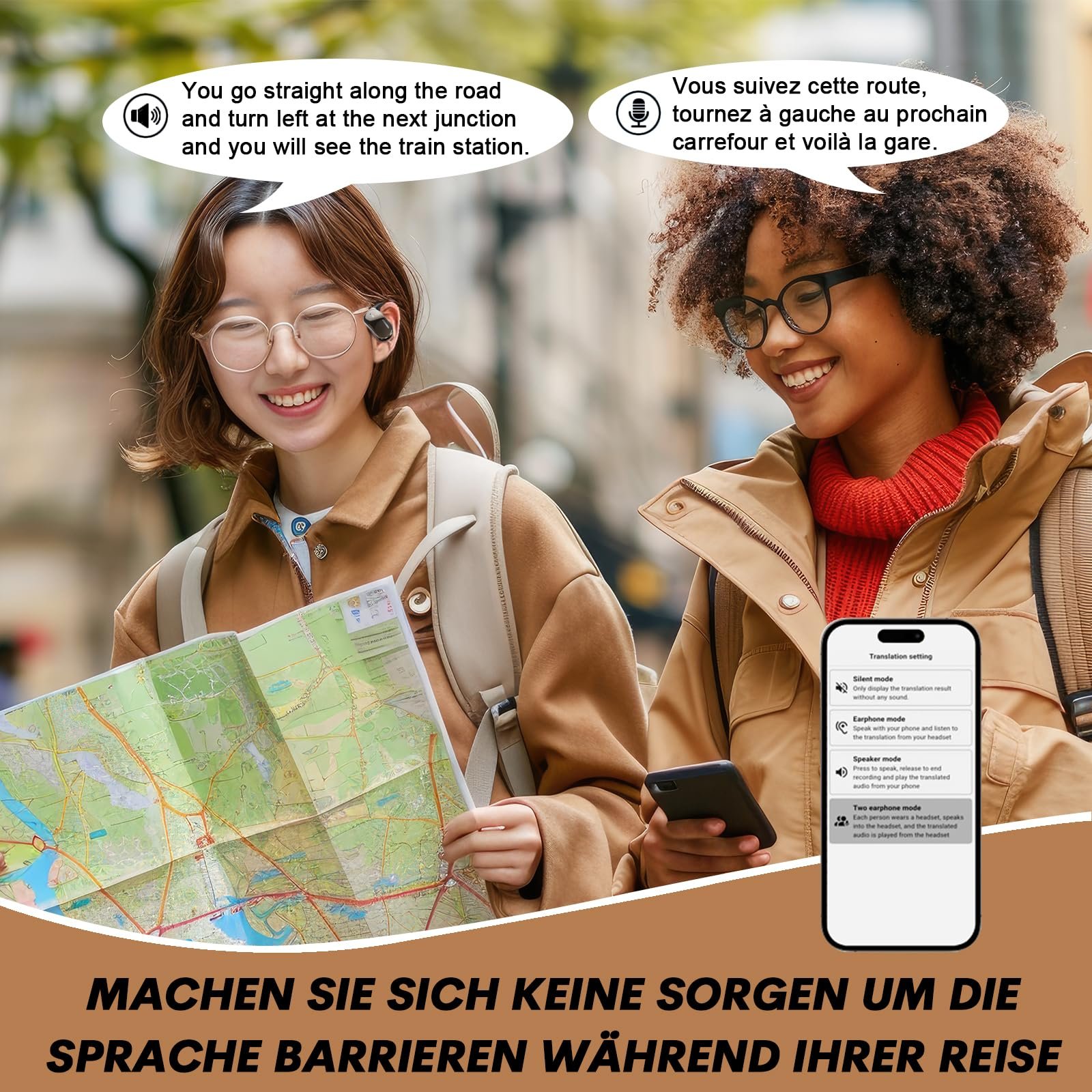 Наушники-переводчики Xmenha AI с сенсорным экраном, открытые, беспроводные Bluetooth, фото №4