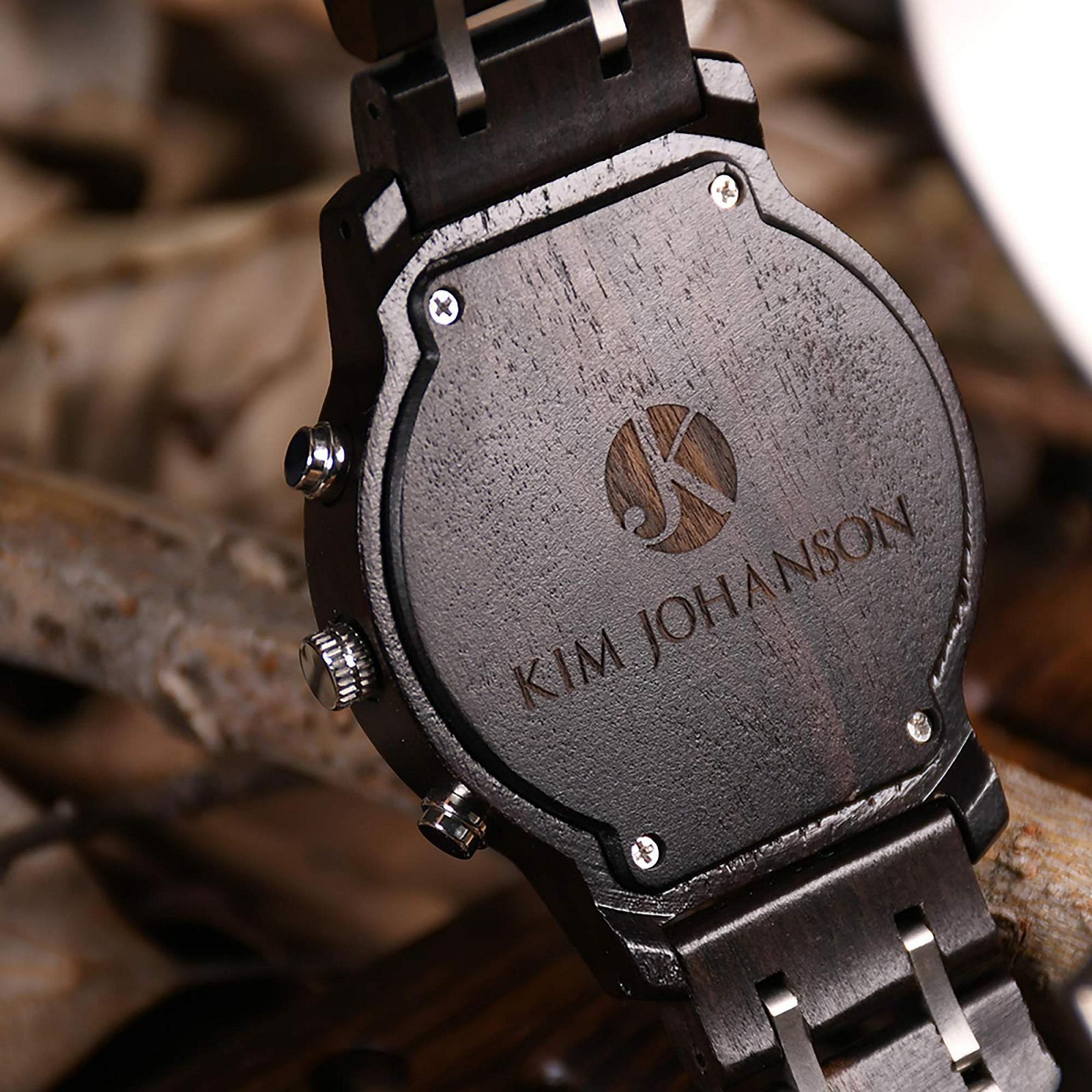 Чоловічий годинник Kim Johanson Air Force Дерев'яний Нержавіюча сталь Світло-коричневий і темно-коричневий Хронограф з браслетом Ланцюгове Ручна робота Кварцовий Аналоговий з подарунковою коробкою, фото №6