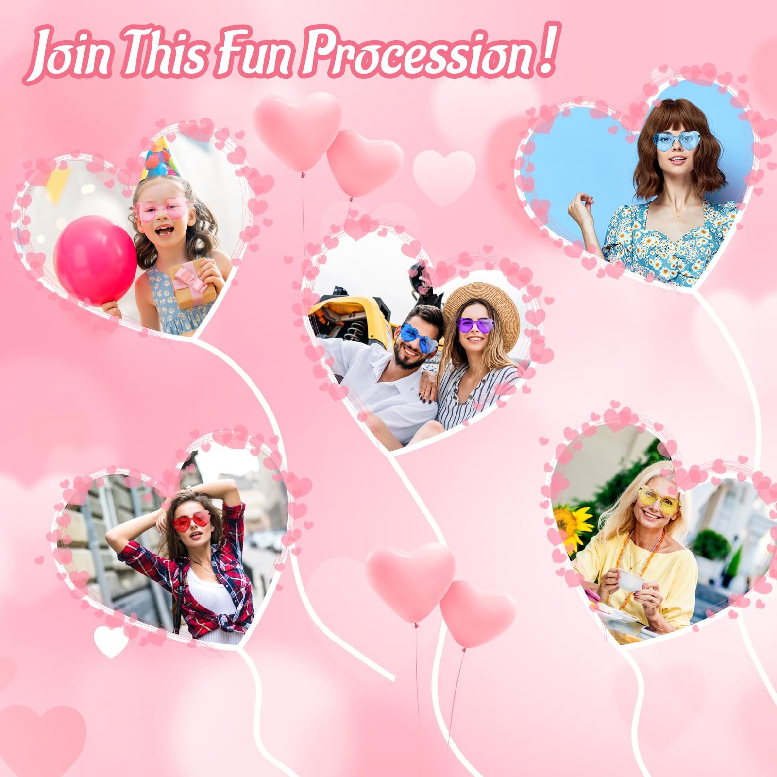 Сонцезахисні окуляри у формі серця Morcheiong, різнокольорові без оправи, фото №7