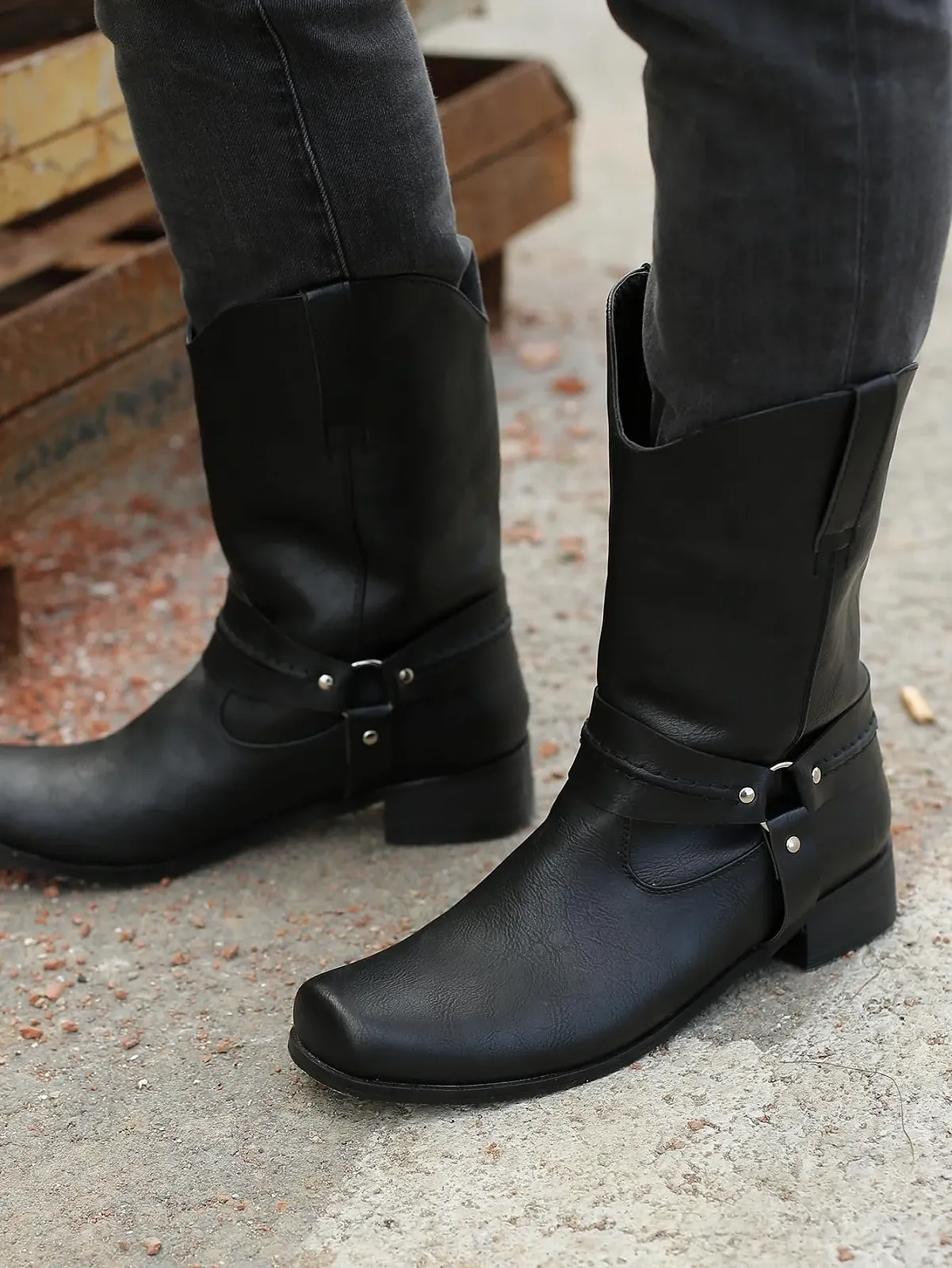 Чоботи BININBOX Вінтажні Чоловічі Шкіряні На низькому каблуці, фото №3