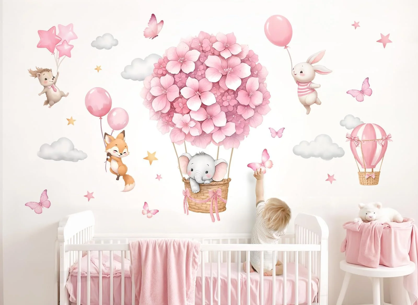 Наклейка на стену Little Deco DL5129 L Elephant in Hot Air Balloon, фото №2