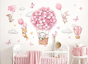 Наклейка на стіну Little Deco DL5129 L Elephant in Hot Air Balloon synthetic.ua - Фото 1
