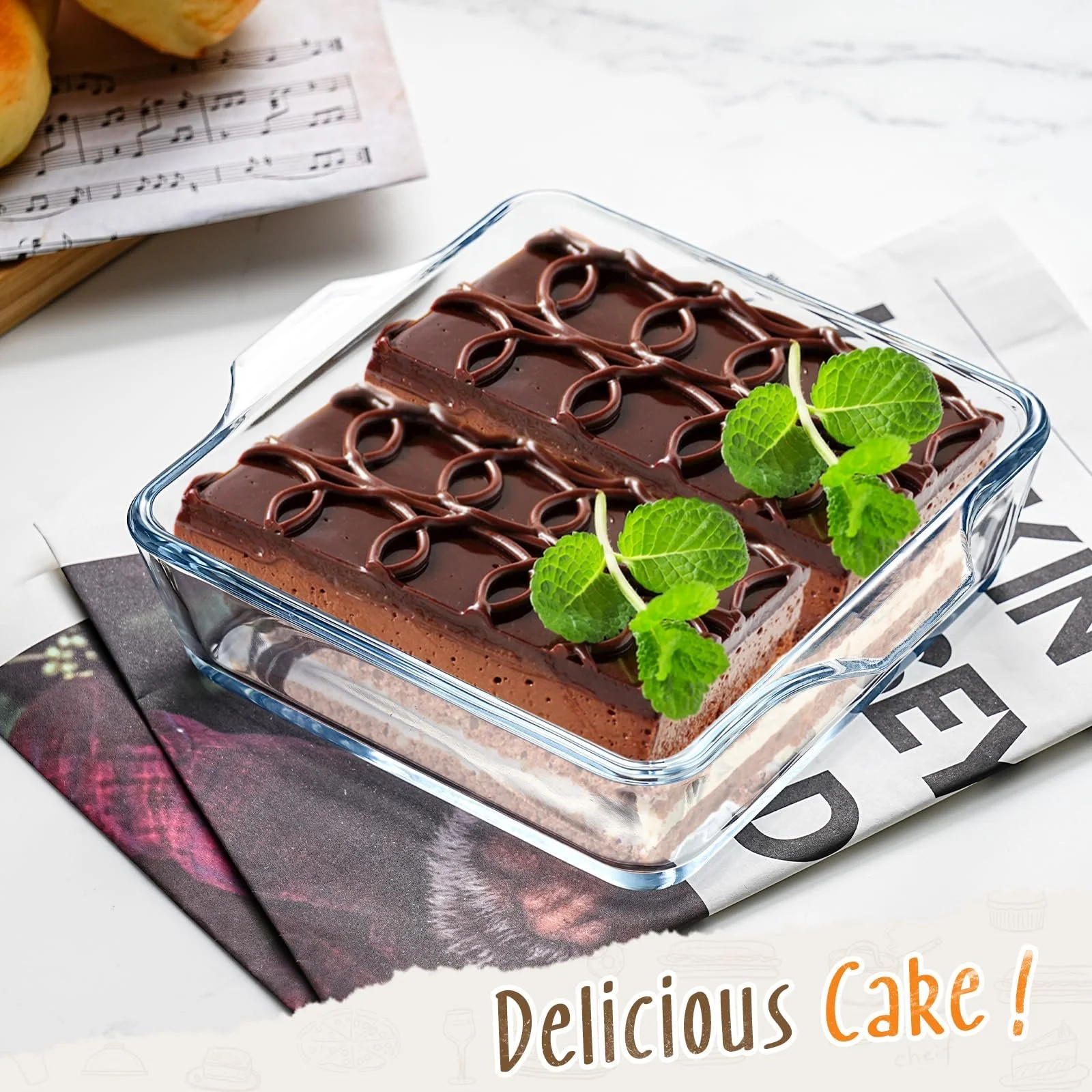 Формы для запекания стеклянные квадратные маленькие 4 шт. 12,7x12,7 см для духовки и микроволновой печи, фото №6