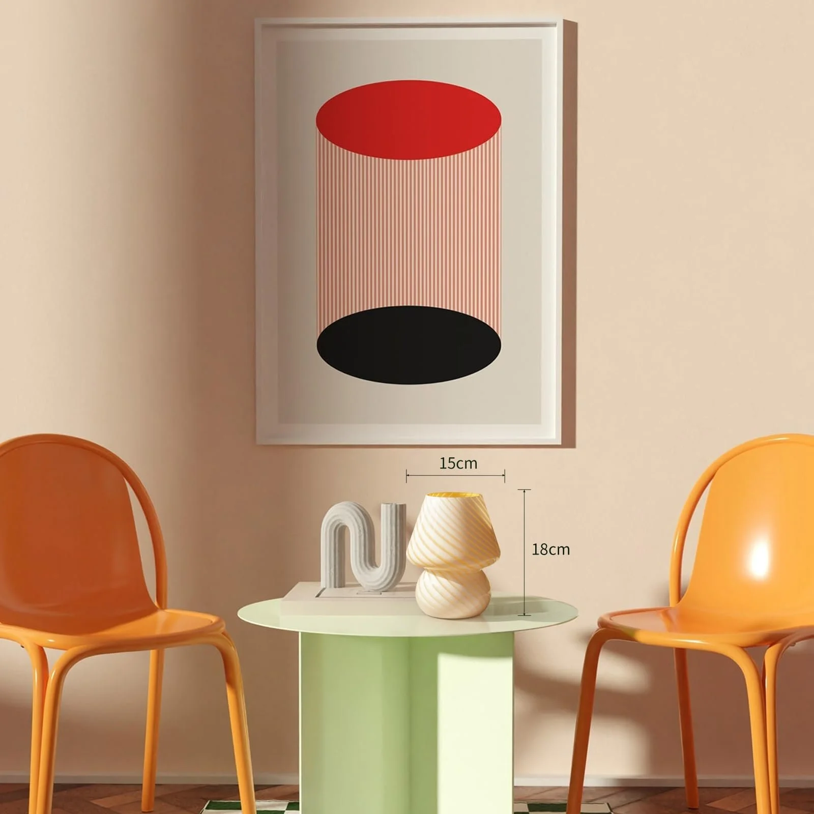 Настільна лампа ONEWISH Mushroom Смугасте скло Приліжкова E26 LED Yellow Cream, фото №6