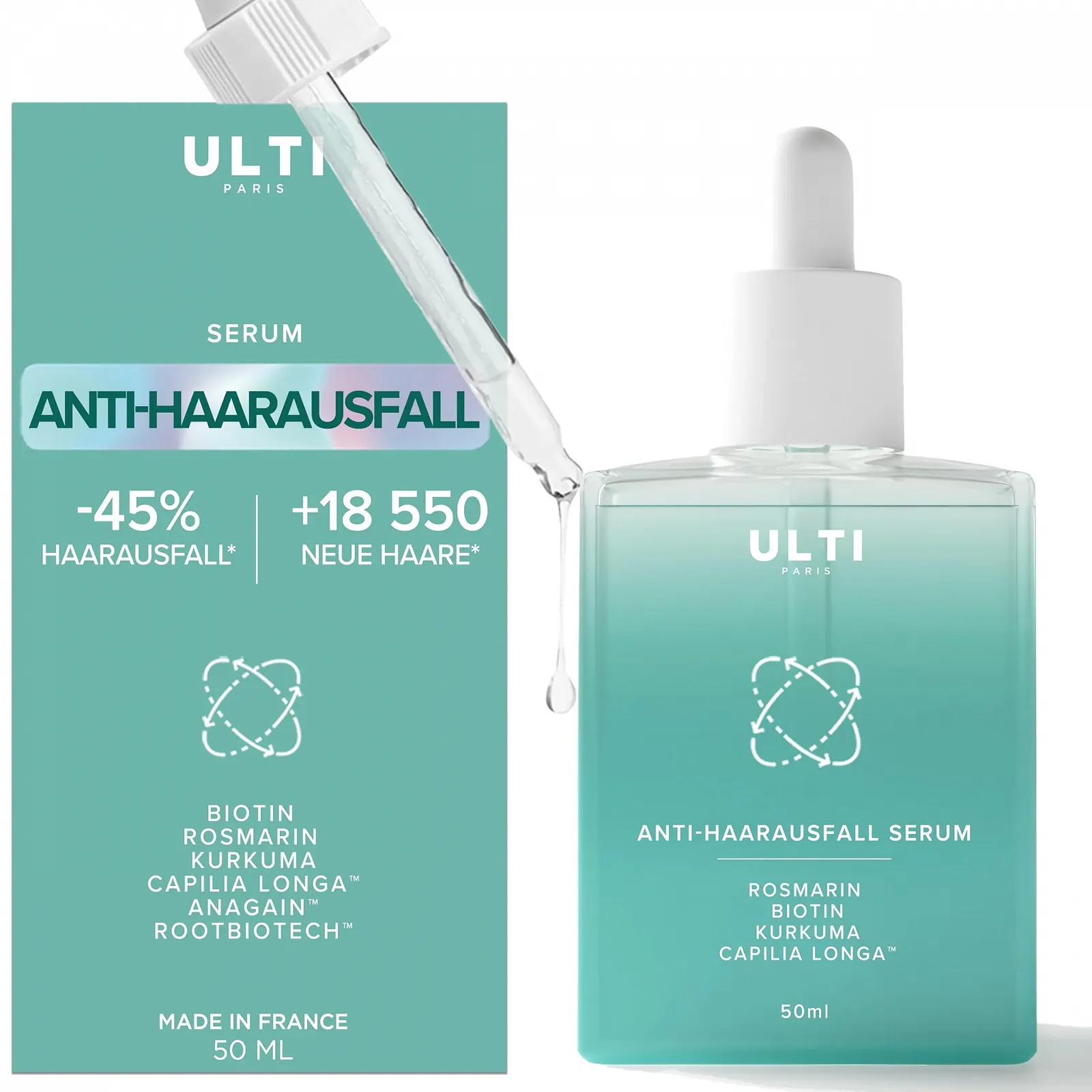 Сироватка проти випадіння волосся ULTI Paris Біотин + Розмарин + Capilia Longa Для чоловіків і жінок, фото №1 Сироватка проти випадіння волосся ULTI Paris Біотин + Розмарин + Capilia Longa Для чоловіків і жінок, фото №1