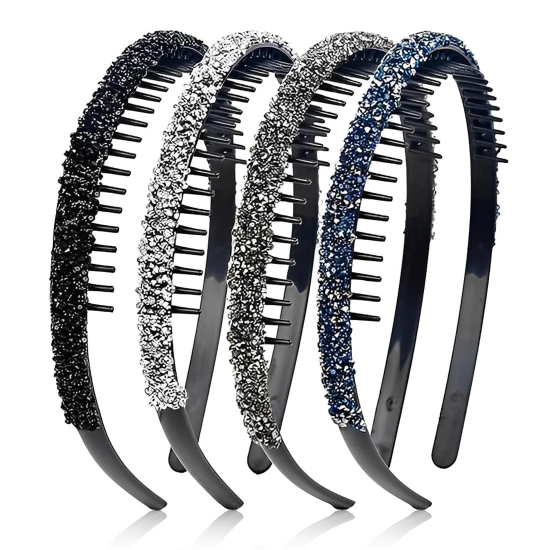 Набор обручей для волос со стразами, 4 шт., фото №1