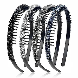 Набор обручей для волос со стразами, 4 шт. - Фото 1