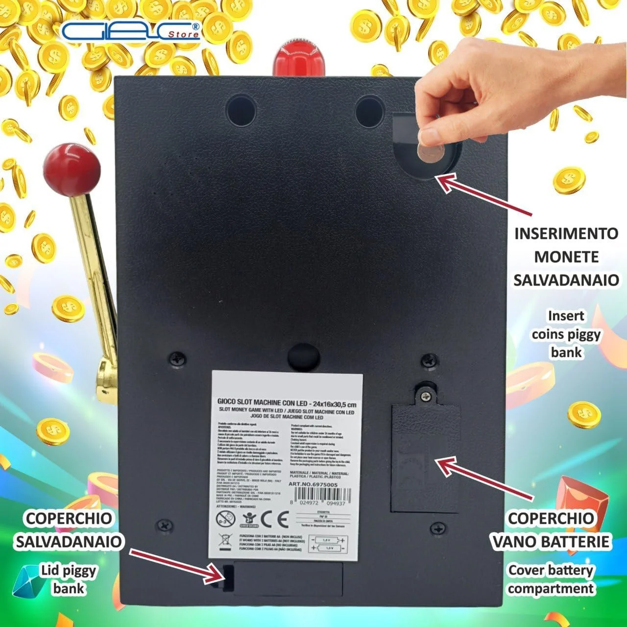 Скарбничка Slot Machine Las Vegas з підсвічуванням Jackpot, фото №4