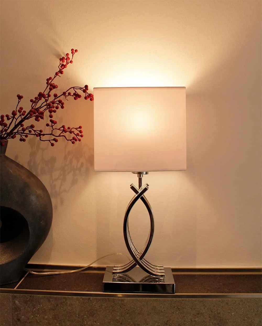 Настольная лампа Arnusa Designer 50 x 22 см E27 Серебристая с белым абажуром, фото №6