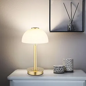 Настольная лампа GLOBO LED Touch Сенсорная Диммер Латунь Стекло Опал 7 Вт 255 лм 18 x 31.5 см synthetic.ua - Фото 1