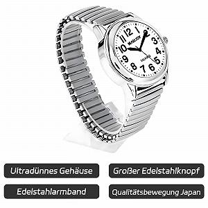 Говорящие часы MAUJOY женские, на немецком языке I Объявление даты и времени I Для слепых, пожилых людей и людей, страдающих деменцией, стиль 3, Classic synthetic.ua - Фото 1