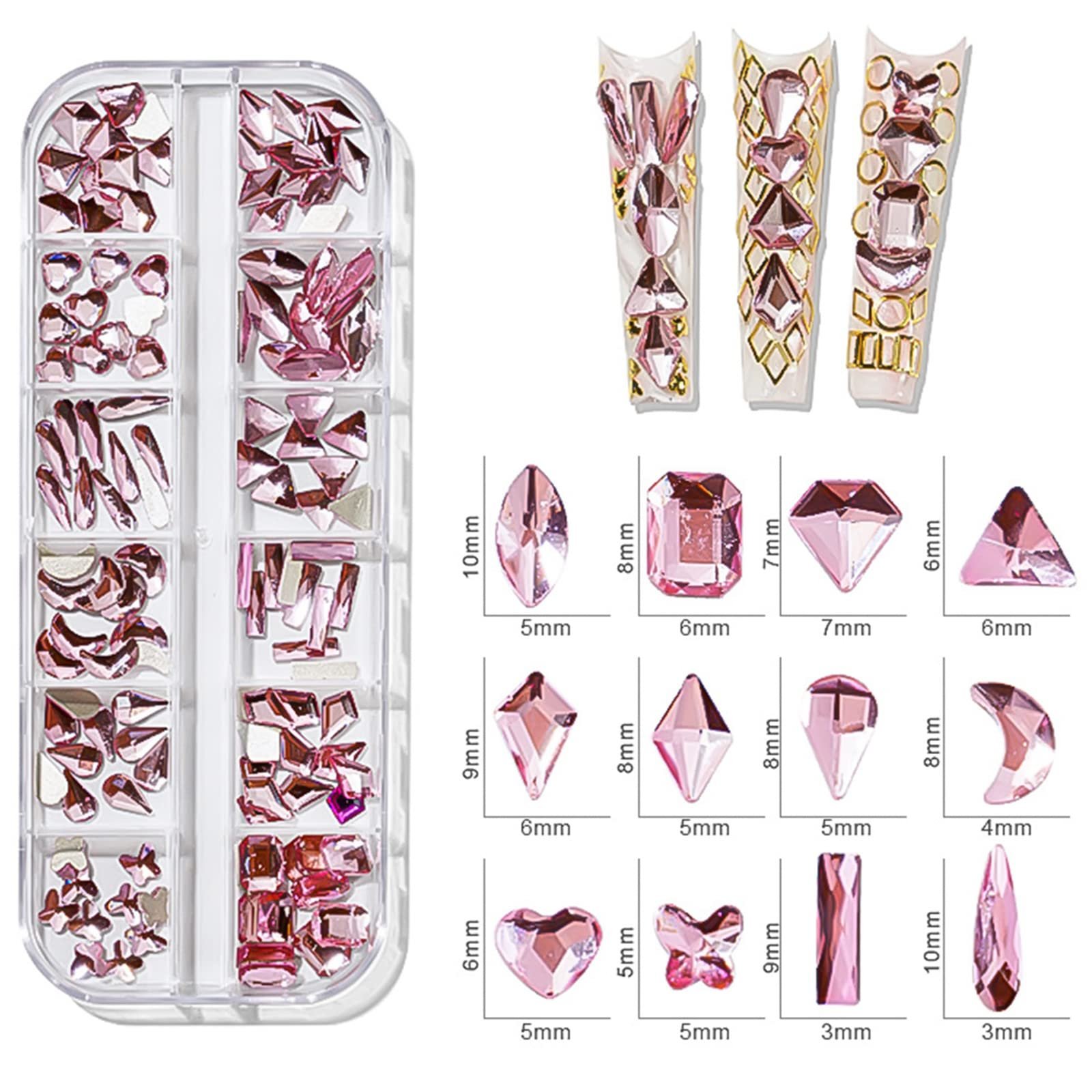 Стразы Розовый Кристалл BELICEY Различные Размеры для Ногтей, Блестящие Плоские Стразы для Ювелирных Изделий для Ногтей, фото №2