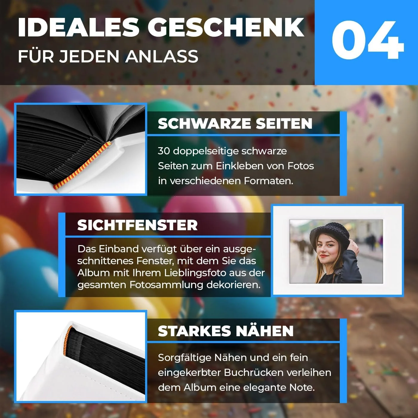 Фотоальбом Maverton для DIY с вырезом для фотографий - на 240 фотографий 10 x 15 - 60 черных страниц - размер 33 x 30 см - белый, фото №5 Фотоальбом Maverton для DIY с вырезом для фотографий - на 240 фотографий 10 x 15 - 60 черных страниц - размер 33 x 30 см - белый, фото №5