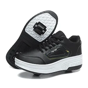 Роликовые коньки Детская обувь с двойными колесами Автоматические коньки Обувь для скейтборда Уличная фитнес-обувь Гимнастические кроссовки Детские - Фото 1