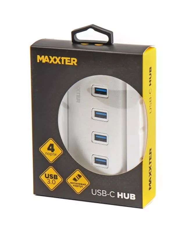 Концентратор USB Type-C Maxxter 4хUSB3.0 Silver (HU3С-4P-01), фото №4