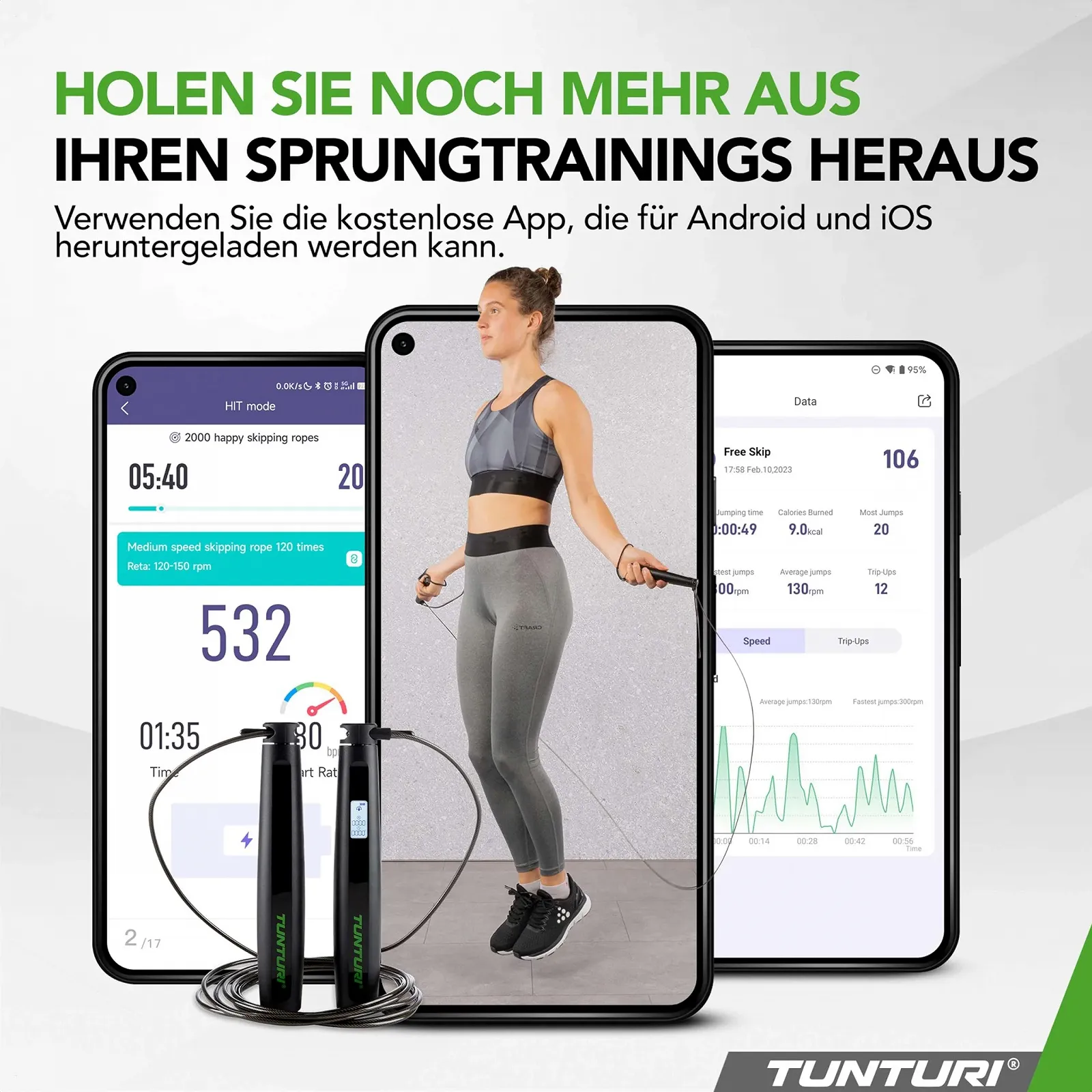 Скакалка Tunturi Smart регульована з ручками з піноматеріалу, фото №3