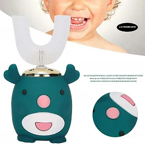 Дитяча електрична звукова зубна щітка U-подібна 6-14 років Green synthetic.ua - Фото 1