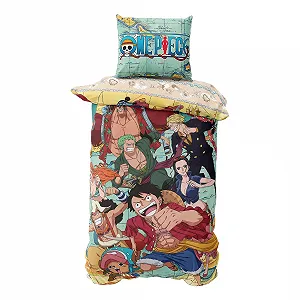 Постільна білизна One Piece 135 x 200 см, Манга Піратська постільна білизна 80 x 80 см + 135 x 200 см, Аніме Підліткова постільна білизна з мікрофібри, Зручна та м'яка (One_Piece) - Фото 1