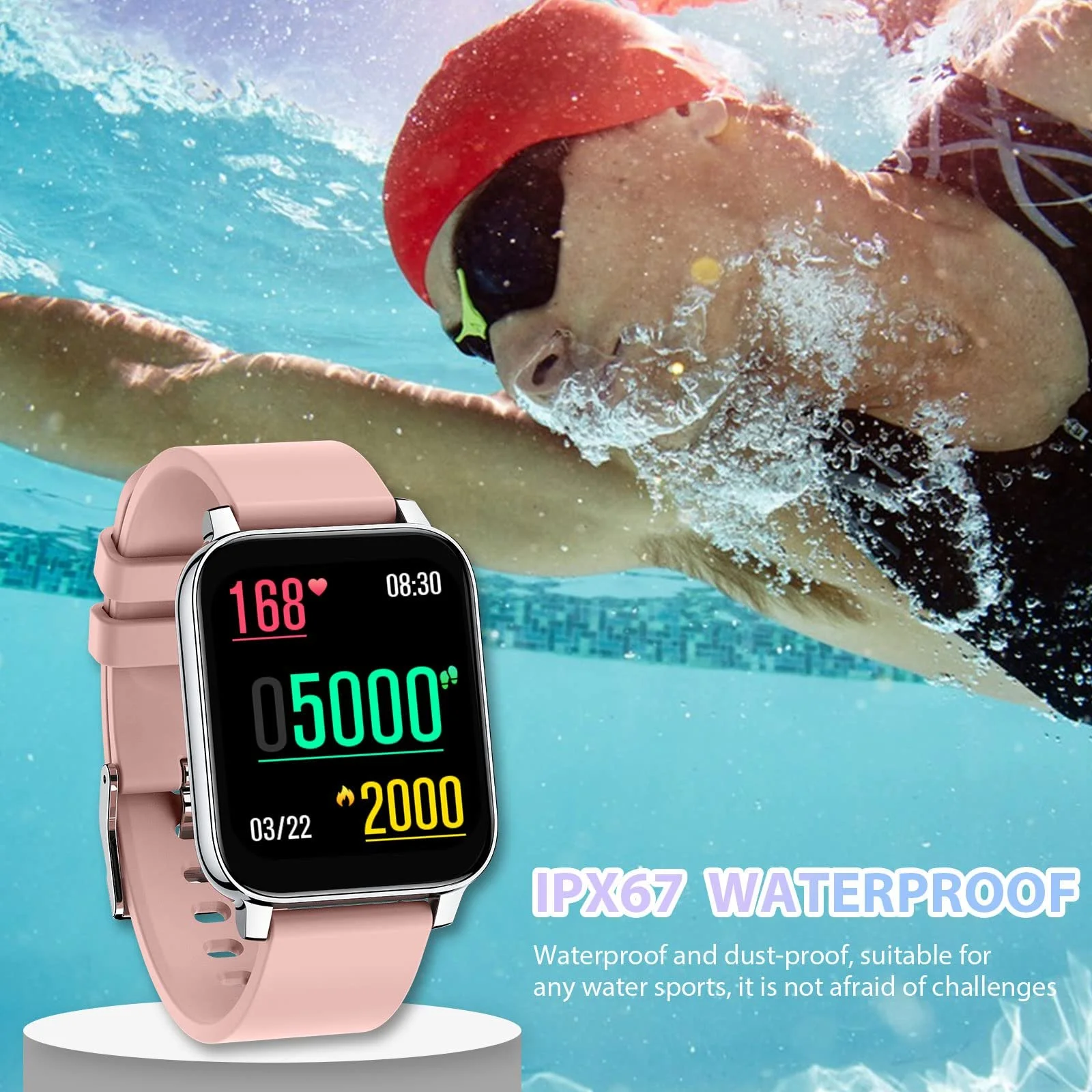 Розумний годинник SUPBRO 1.69 Inch HD Повністю сенсорний екран, IP67 водонепроникний, фото №4