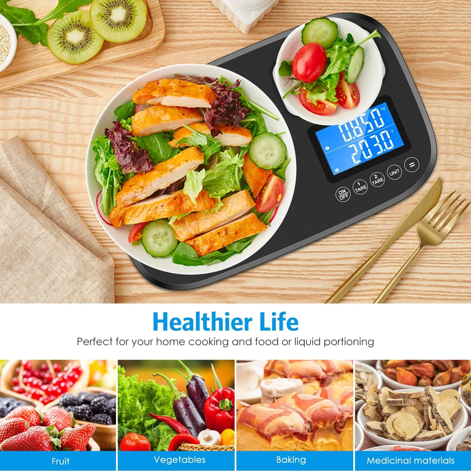 Кухонні ваги Brifit Dual Platform 10kg/1g 1kg/0.1g Digital Stainless Steel, фото №7