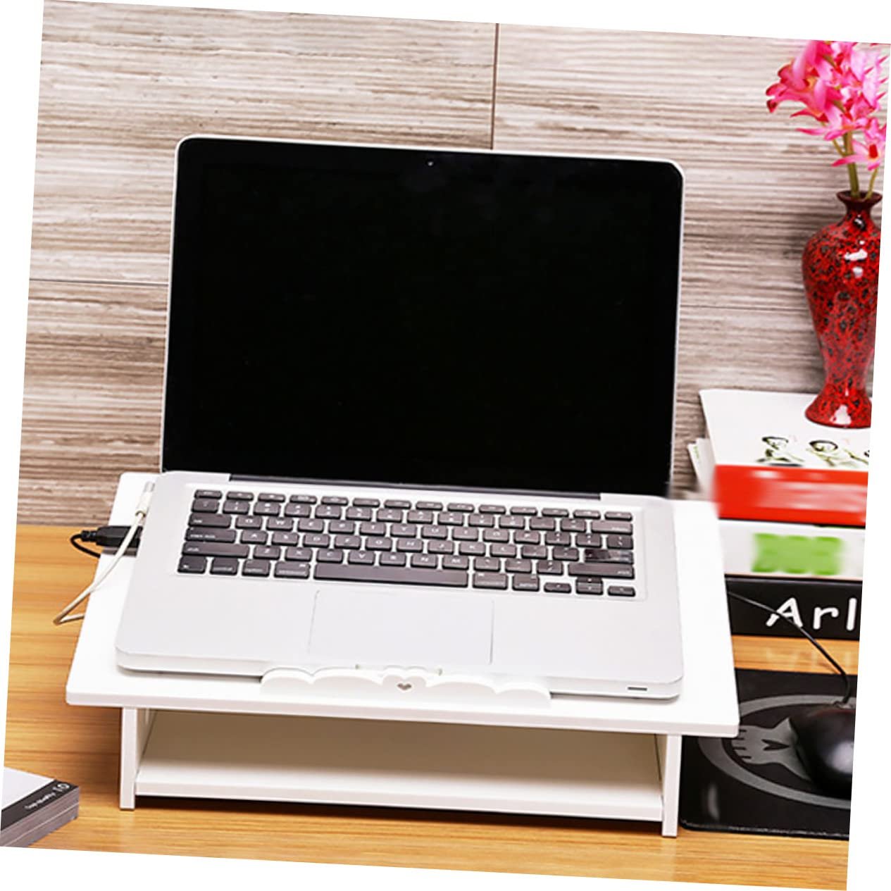 Підставка для ноутбука Vaguelly 1 шт. Матеріал: міцний, портативна підставка для охолодження комп'ютера, регульована по висоті та ергономічна для офісу, біла, S, фото №6