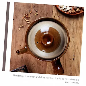 Кастрюля керамическая глиняная с крышкой для супа и традиционной китайской медицины маленькая synthetic.ua - Фото 1