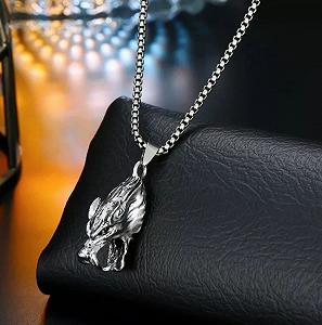 Модний сріблястий ланцюжок унісекс Вовк - Фото 1