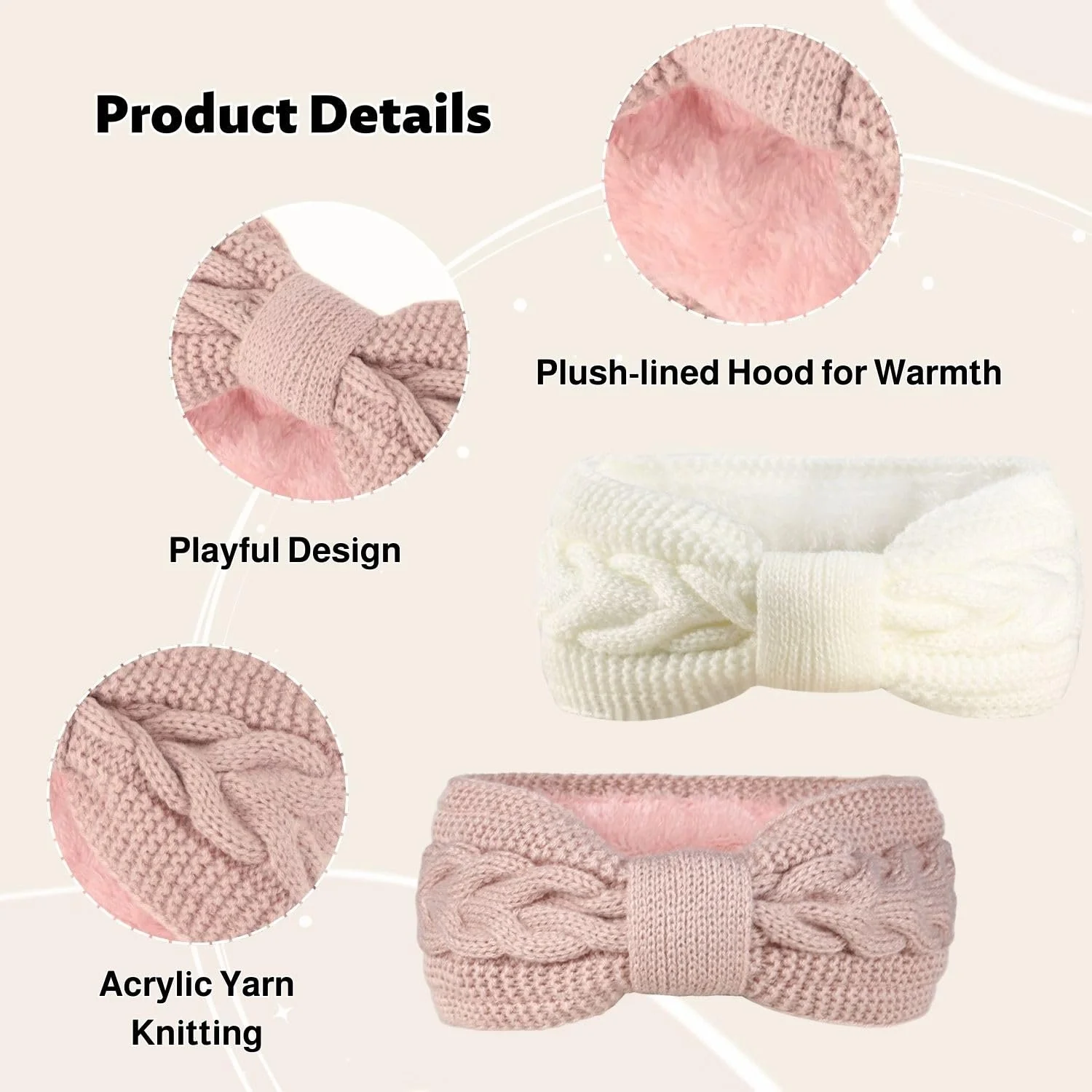 Набір жіночих зимових пов'язок на голову, фото №3 Набір жіночих зимових пов'язок на голову, фото №3