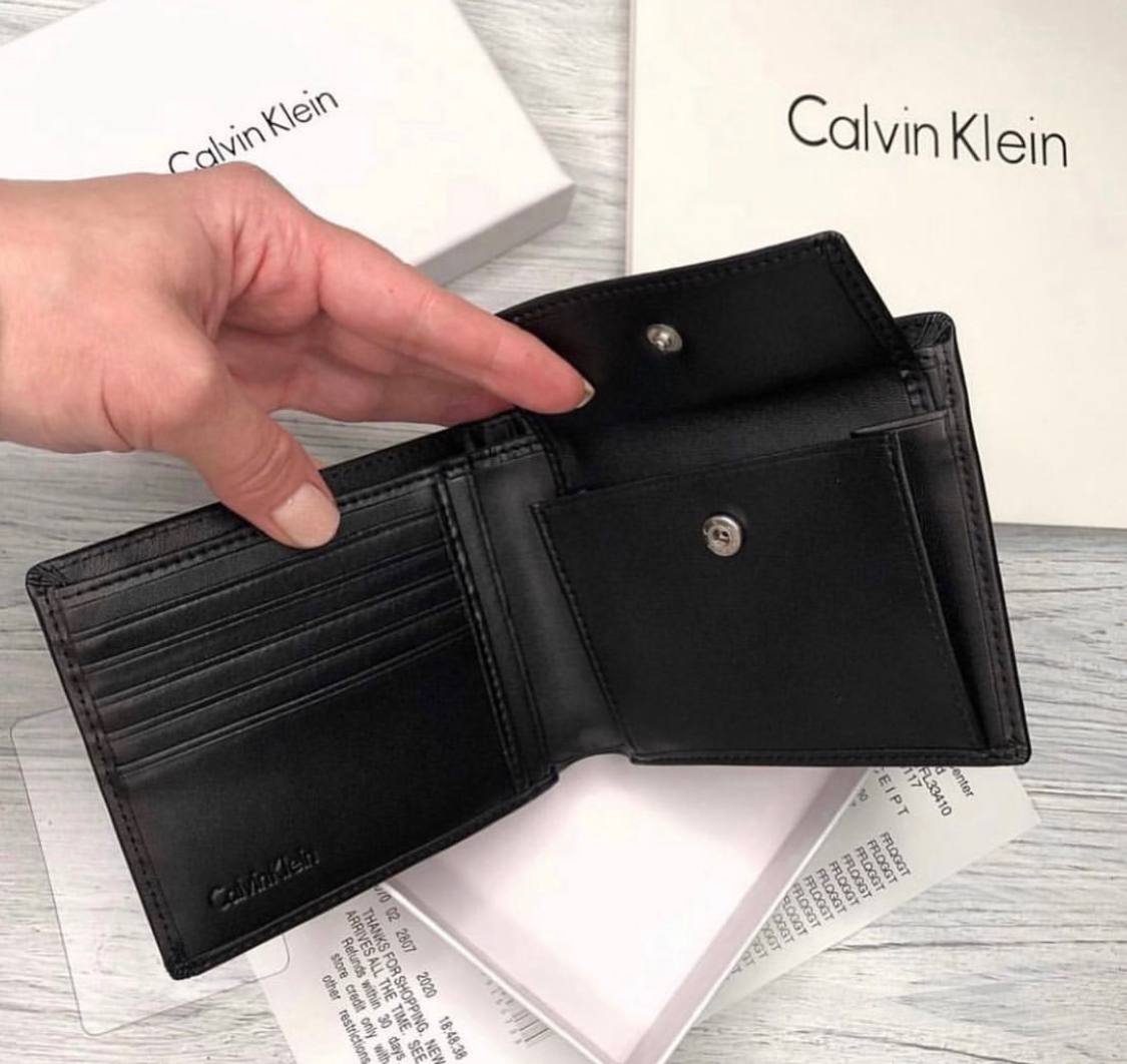 Мужской брендовый кошелек из натуральной кожи в подарочной упаковке Calvin Klein, фото №3