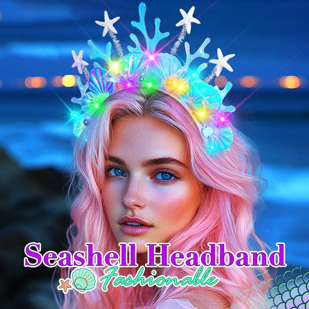 LED Обруч для волосся у формі мушлі, світиться, фото №3