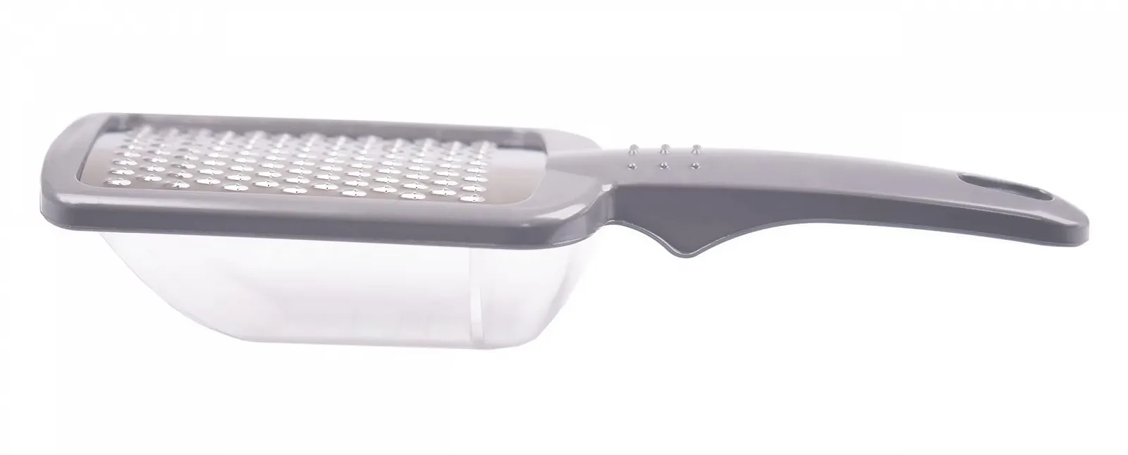 Терка OMAGO з контейнером для сиру, часнику, фруктів, овочів, маленька ручна, сірого кольору, фото №3