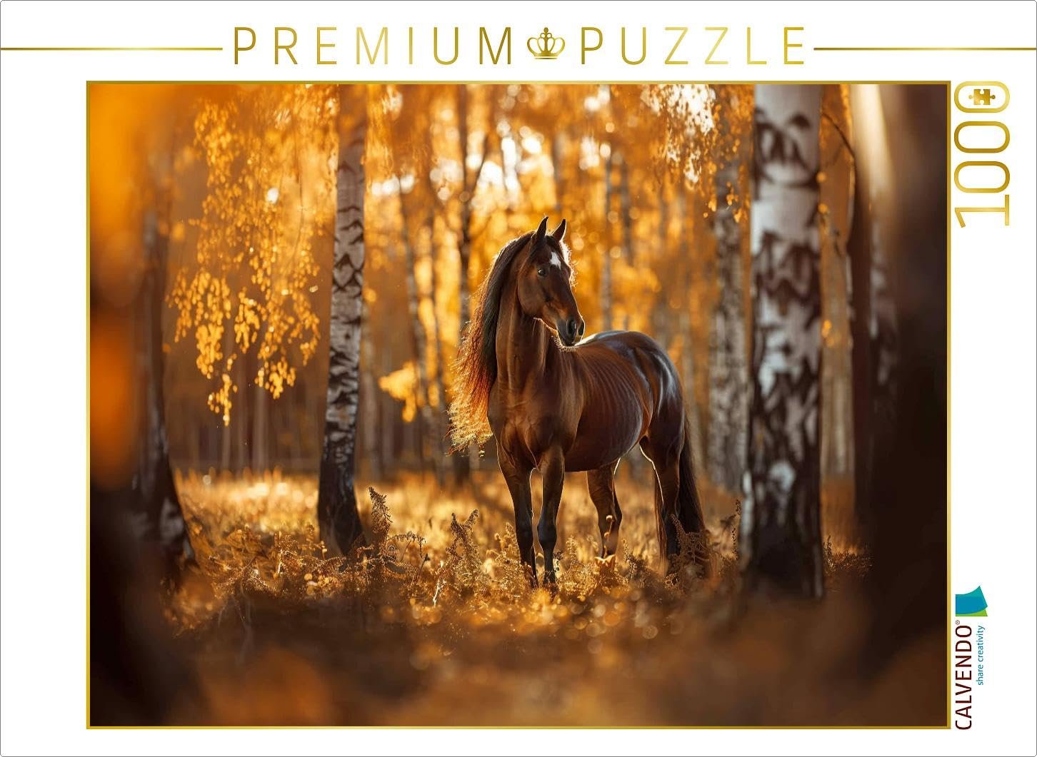 Пазлы CALVENDO Brown Horse in Autumn Forest 1000 элементов 64 x 48 см, фото №1