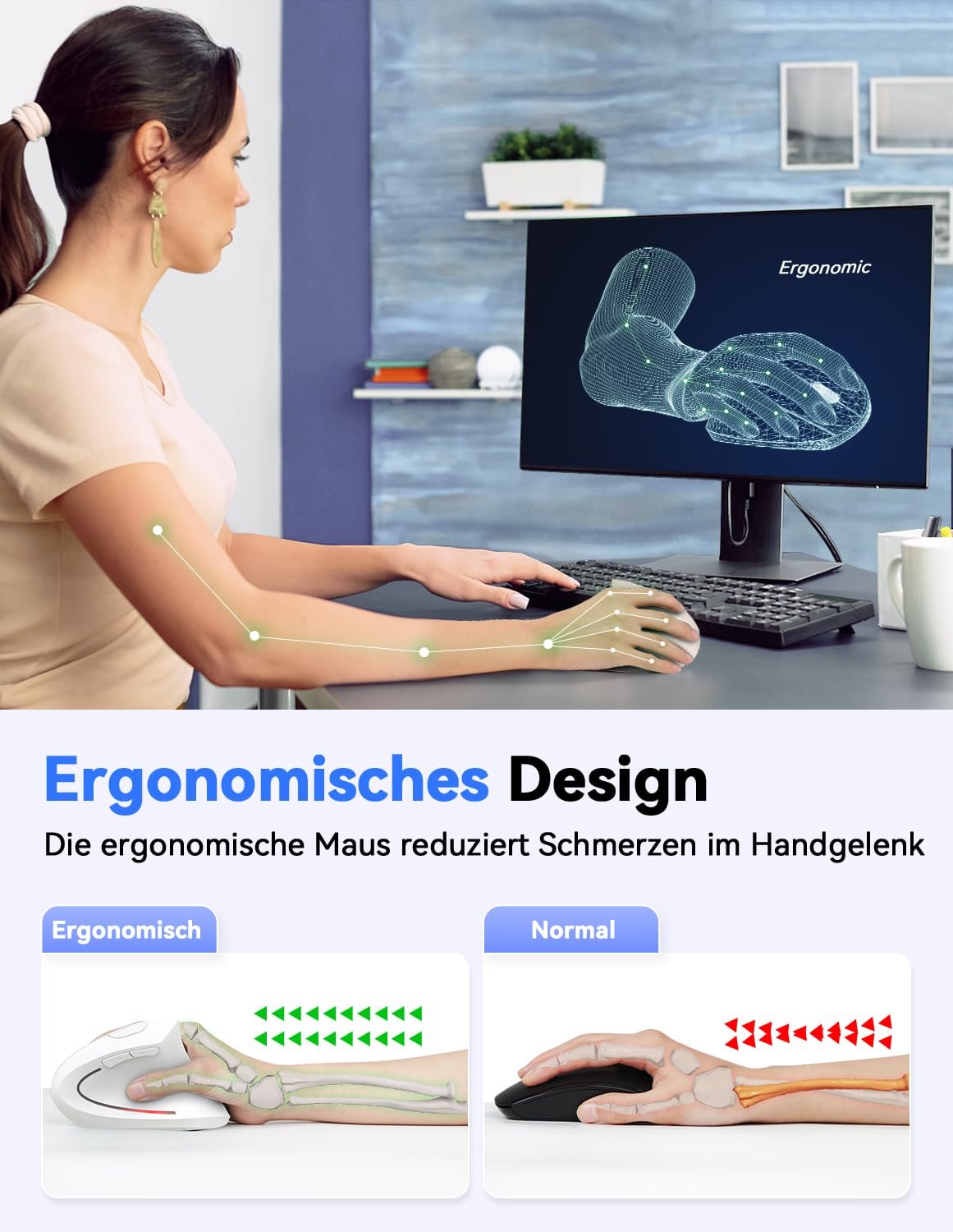 Мышь TECKNET Беспроводная вертикальная эргономичная 4800 DPI 5 кнопок, фото №3